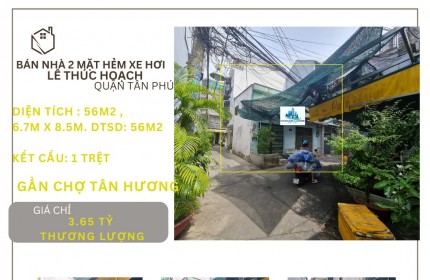 SỐC - Bán đất tặng nhà Góc 2MT Lê Thúc Hoạch 56m2, 3.65Tỷ